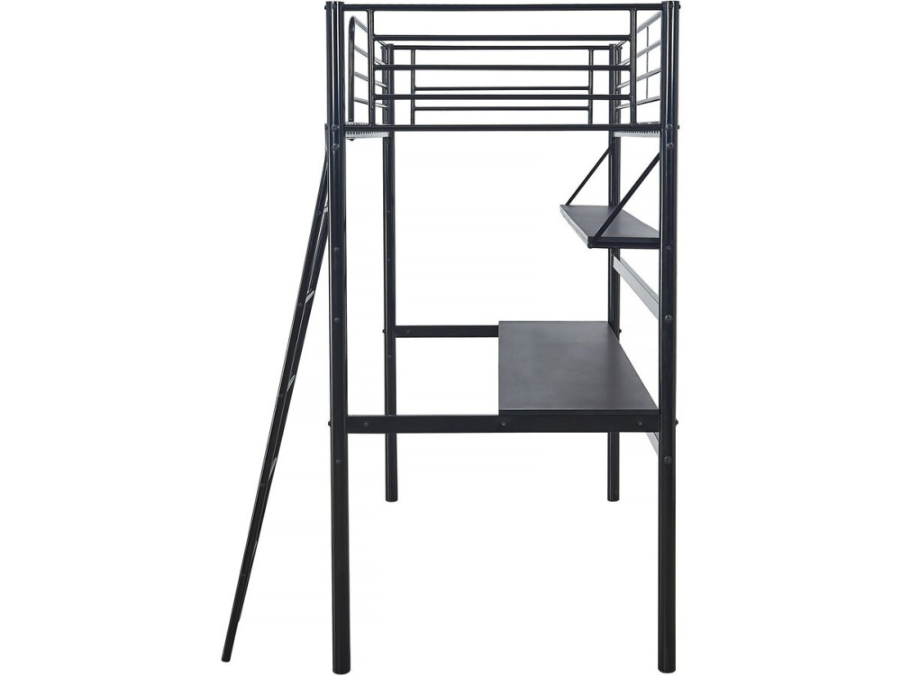 Eenpersoonsbed hoogslaper met bureau "Alora" - 90 x 190 cm - Zwart