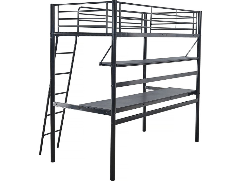 Eenpersoonsbed hoogslaper met bureau "Alora" - 90 x 190 cm - Zwart