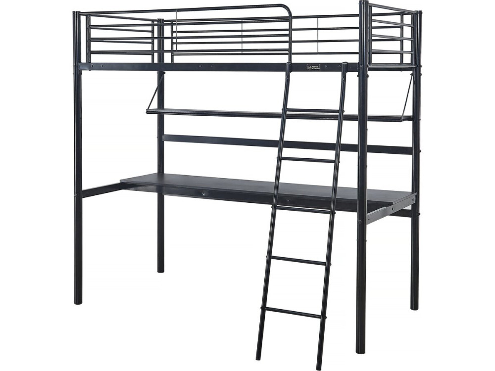 Eenpersoonsbed hoogslaper met bureau "Alora" - 90 x 190 cm - Zwart