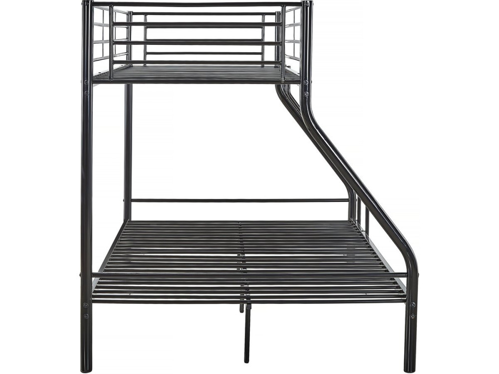 Stapelbed tweepersoonsbed en eenpersoonsbed metaal "Leo" inclusief lattenbodem - 90/140 x 190 cm - Zwart