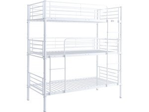 Stapelbed metaal 3 eenpersoonsbedden "Havin" - 90 x 190 cm - Wit