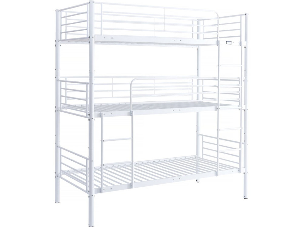 Stapelbed metaal 3 eenpersoonsbedden "Havin" - 90 x 190 cm - Wit