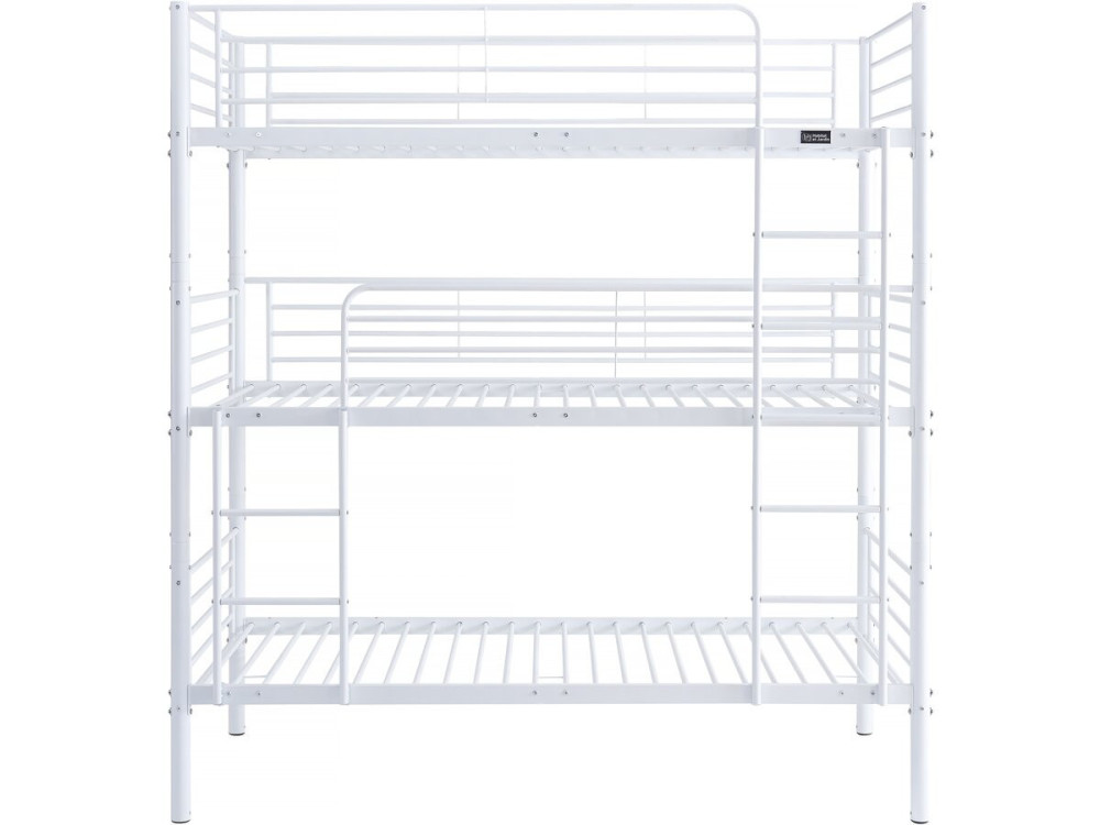 Stapelbed metaal 3 eenpersoonsbedden "Havin" - 90 x 190 cm - Wit