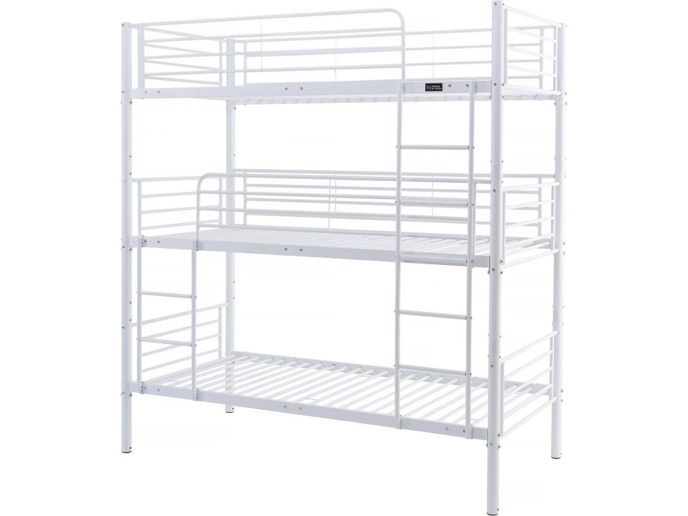 Stapelbed metaal 3 eenpersoonsbedden "Havin" - 90 x 190 cm - Wit