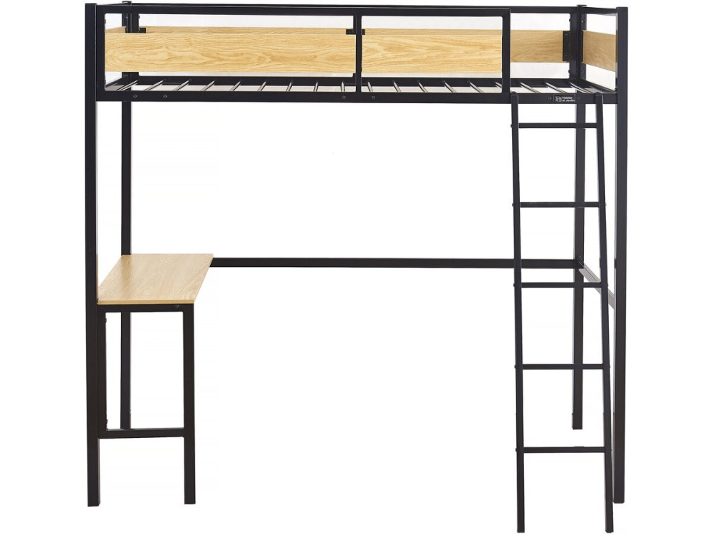 Eenpersoonsbed hoogslaper met bureau "Ethan" - 90 x 190 cm - Zwart