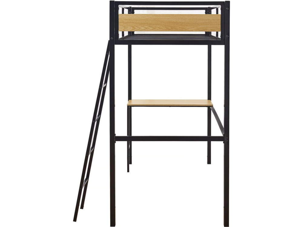 Eenpersoonsbed hoogslaper met bureau "Ethan" - 90 x 190 cm - Zwart