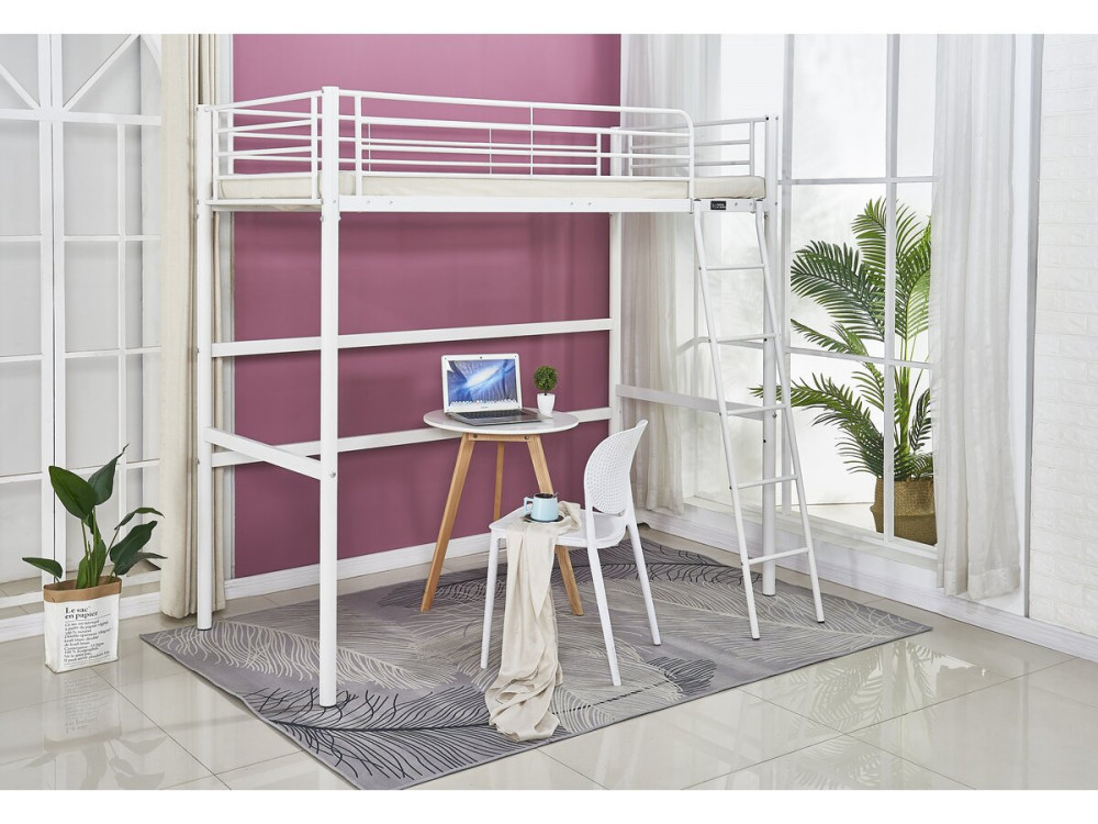 Eenpersoonsbed hoogslaper "Alora" - 90 x 190 cm - Wit