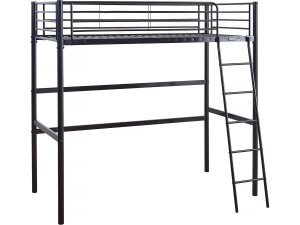 Eenpersoonsbed hoogslaper metaal bed "Alora" - 90 x 190 cm - Zwart