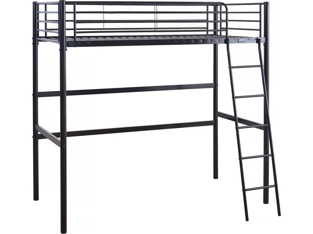 Eenpersoonsbed hoogslaper metaal bed "Alora" - 90 x 190 cm - Zwart