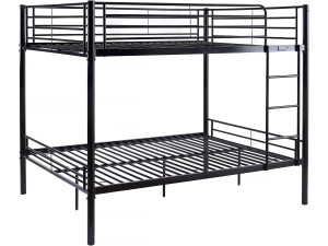 Stapelbed twee tweepersoonsbedden metaal "ADAM" - inclusief lattenbodem - 140 x 190 cm - Zwart