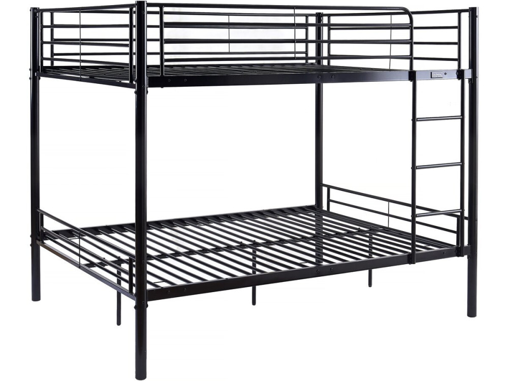 Stapelbed twee tweepersoonsbedden metaal "ADAM" - inclusief lattenbodem - 140 x 190 cm - Zwart