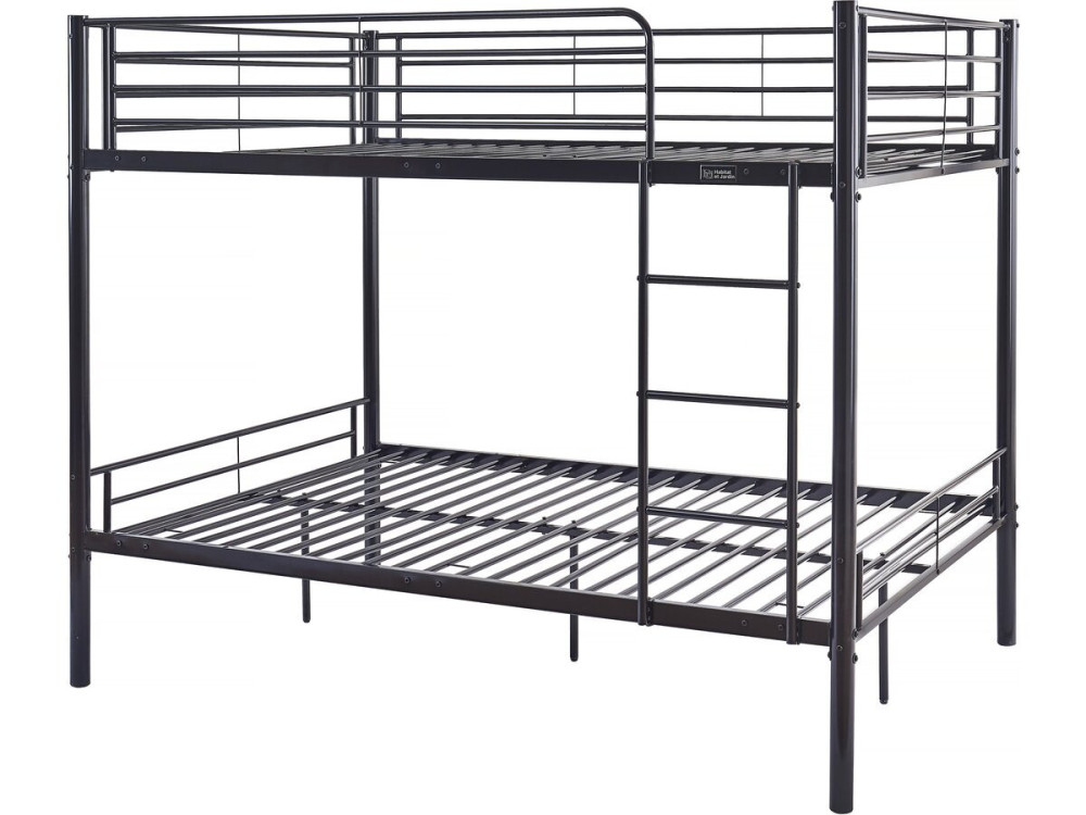 Stapelbed twee tweepersoonsbedden metaal "ADAM" - inclusief lattenbodem - 140 x 190 cm - Zwart