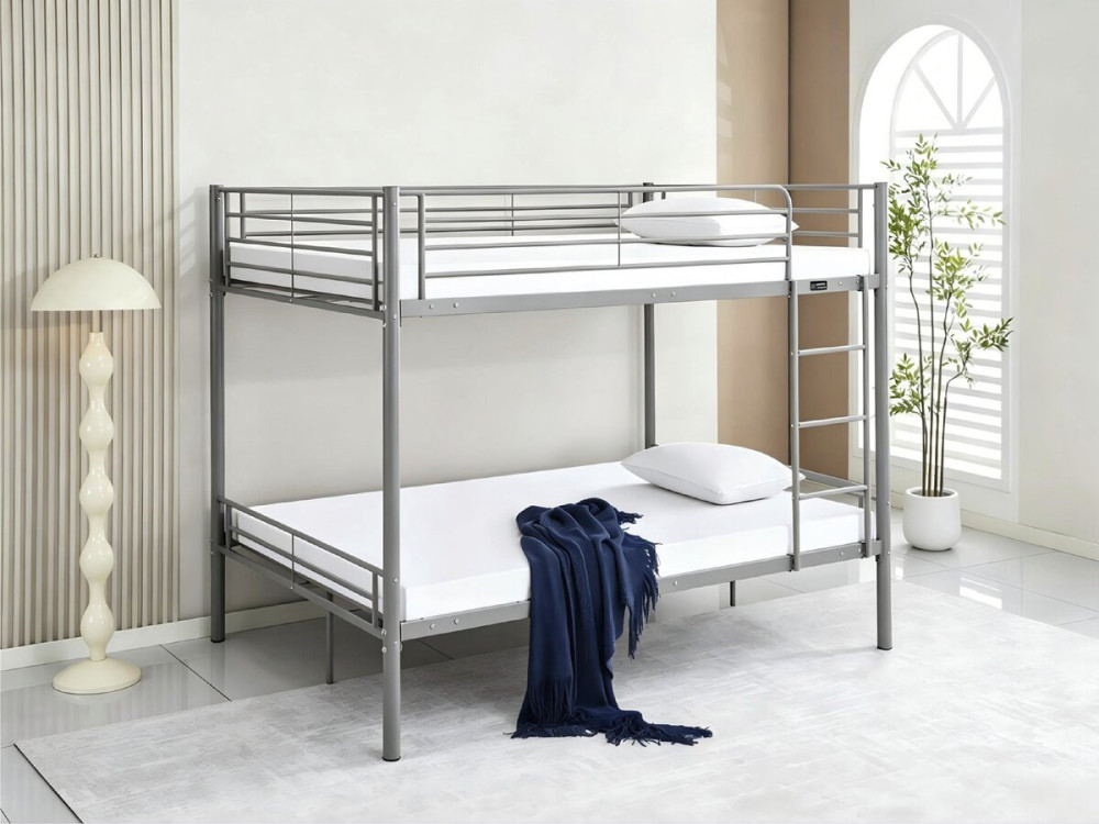 Adam" stapelbed voor twee personen met boxspring - 140 x 190 cm - Grijs