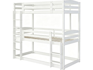 Houten stapelbed met trap „Sephora“ - 90 x 190 cm - Wit