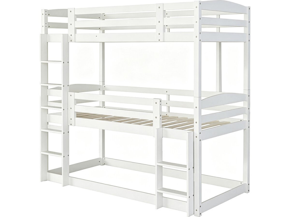 Houten stapelbed met trap „Sephora“ - 90 x 190 cm - Wit