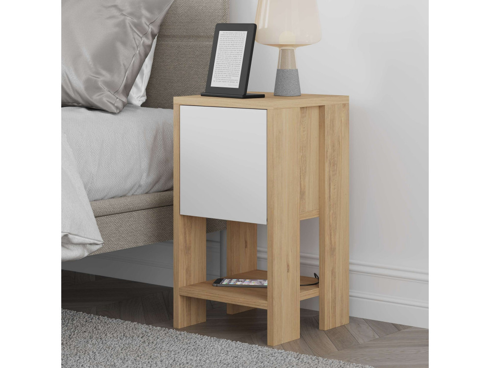 Ema" houten nachtkastje 30 x 30 x 55 cm - Saffier eik