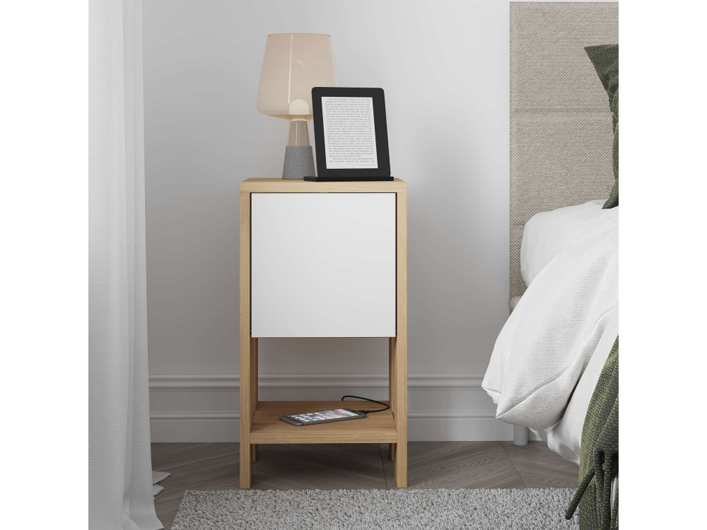 Ema" houten nachtkastje 30 x 30 x 55 cm - Saffier eik