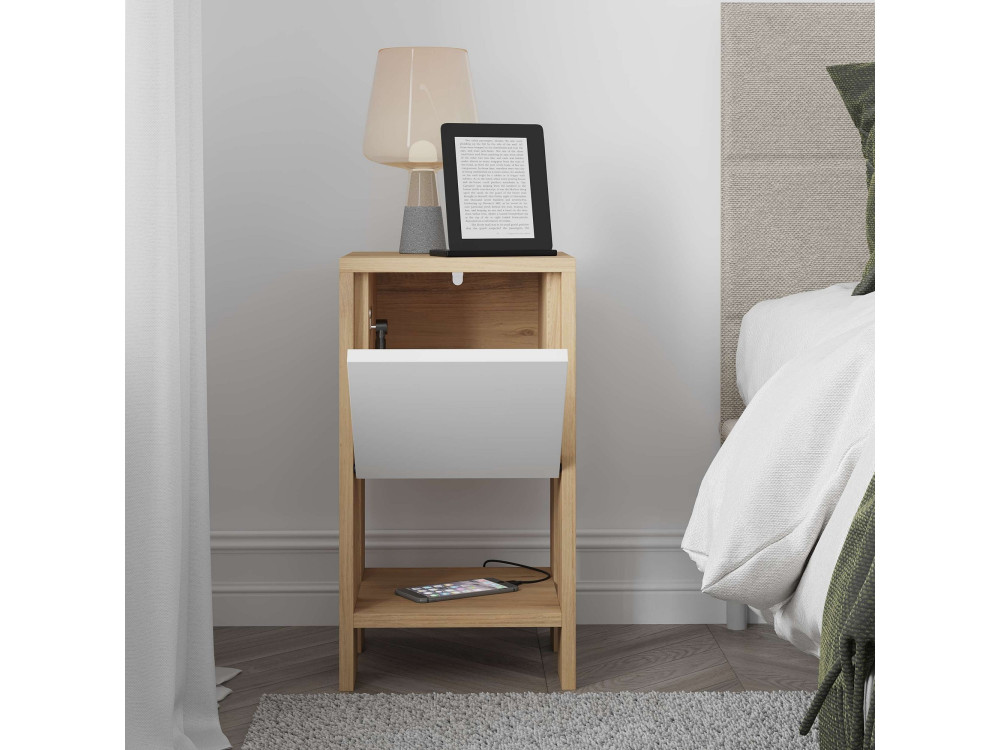 Ema" houten nachtkastje 30 x 30 x 55 cm - Saffier eik