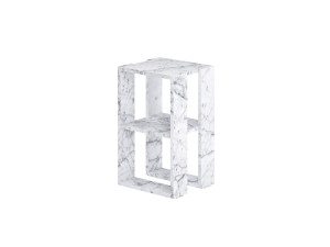 Houten nachtkastje "Lonie" 30 x 30 x 55 cm - Carrara marmer