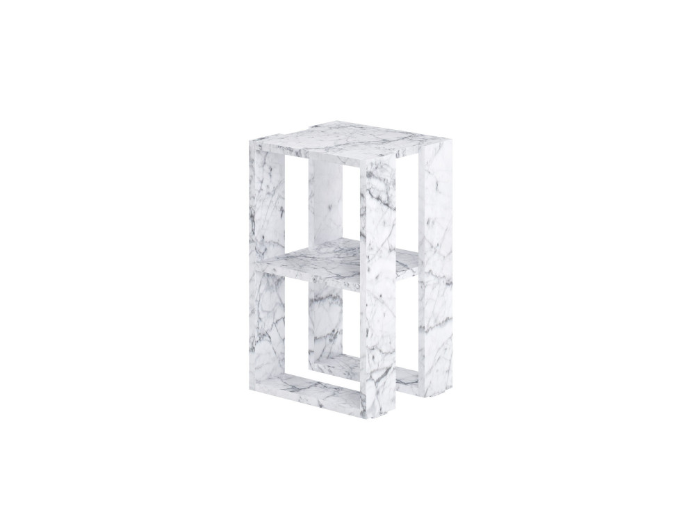 Houten nachtkastje "Lonie" 30 x 30 x 55 cm - Carrara marmer
