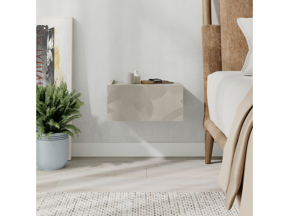 Onda" houten nachtkastje - 38 x 31 x 18 cm - Beige
