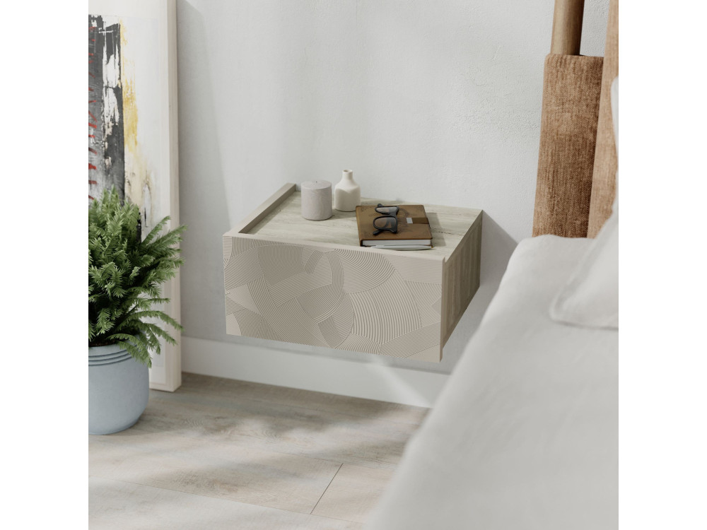 Onda" houten nachtkastje - 38 x 31 x 18 cm - Beige