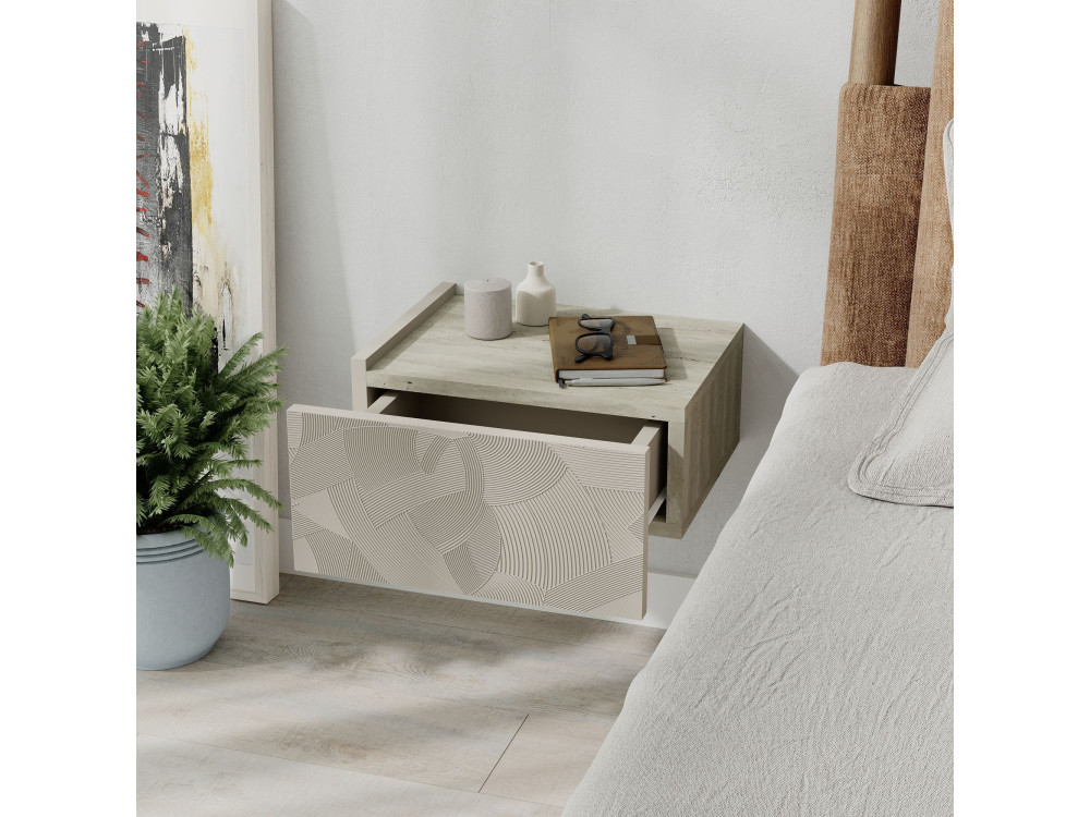 Onda" houten nachtkastje - 38 x 31 x 18 cm - Beige