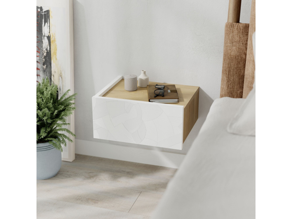Onda" houten nachtkastje - 38 x 31 x 18 cm - Wit