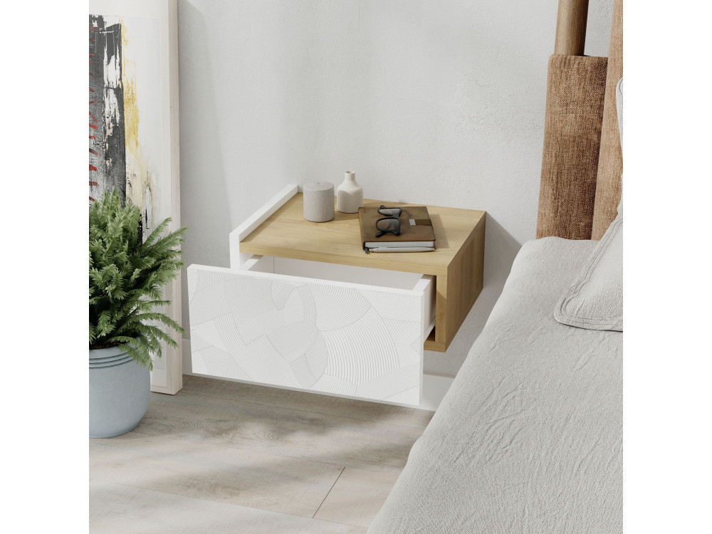 Onda" houten nachtkastje - 38 x 31 x 18 cm - Wit