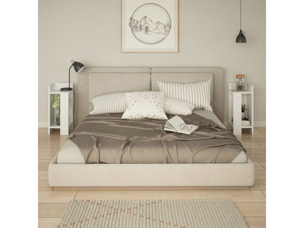 Set van 2 houten nachtkastjes "Elos" - 25 x 27 x 60 cm - Wit