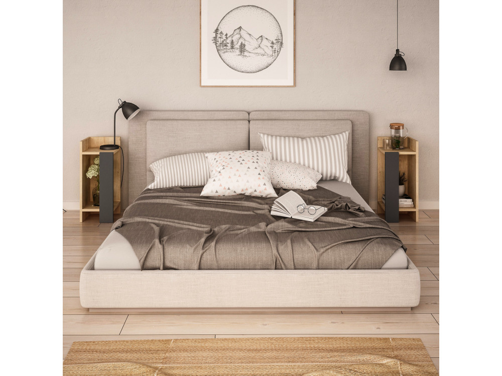 Set van 2 houten nachtkastjes "Elos" - 25 x 27 x 60 cm - Bruin