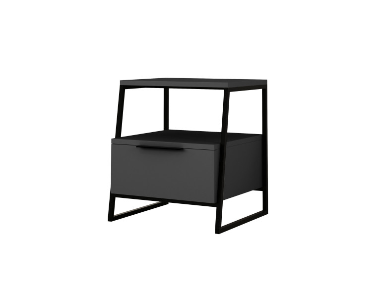 Pal" houten nachtkastje - 45 x 40 x 50 cm - Antraciet grijs