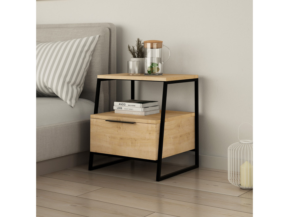 Pal" houten nachtkastje - 45 x 40 x 50 cm - Beige