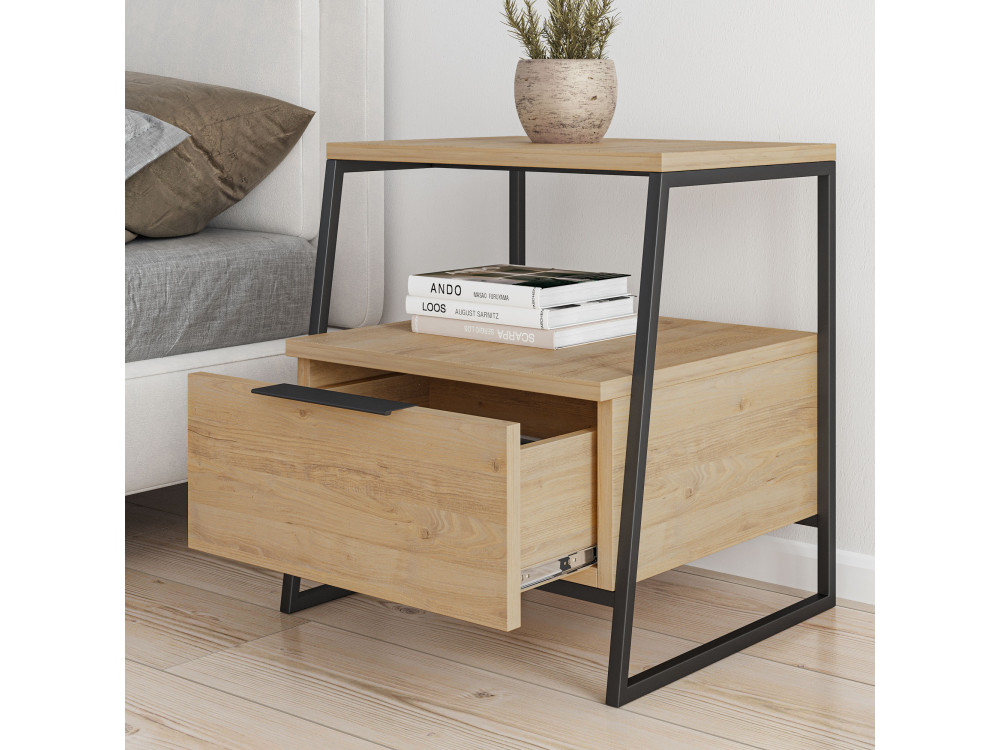 Pal" houten nachtkastje - 45 x 40 x 50 cm - Beige