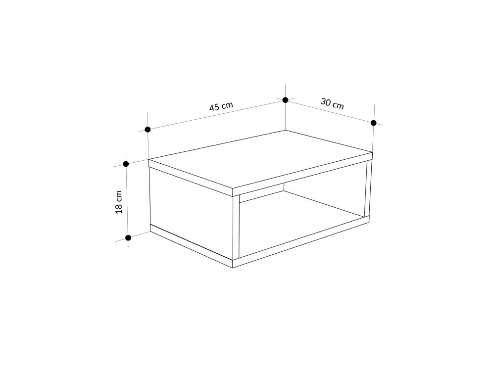 Brik" houten nachtkastje met LED verlichting - 45 x 30 x 18 cm - Zandsteen