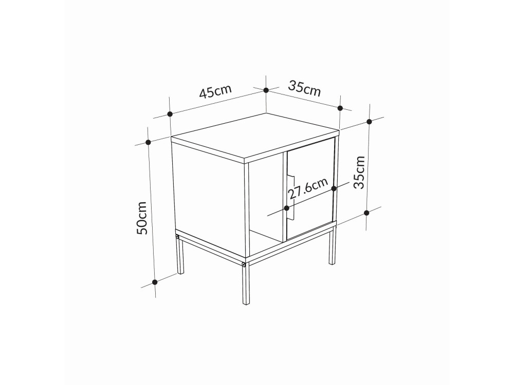 Glynn" houten nachtkastje - 45 x 35 x 50 cm - Bruin