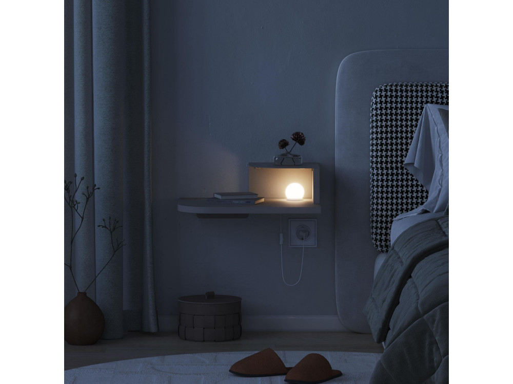 Nachtkastje "Luno" met houten bol - 40 x 30 x 16 cm - Zandsteen
