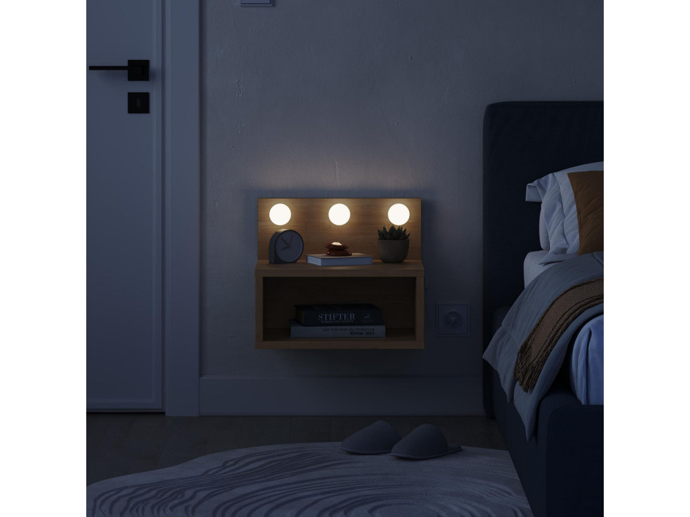 Treo" nachtkastje met houten bol - 40 x 30 x 34 cm - Beige