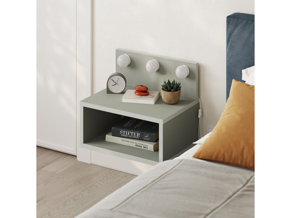 Treo" nachtkastje met houten bol - 40 x 30 x 34 cm - Grijs
