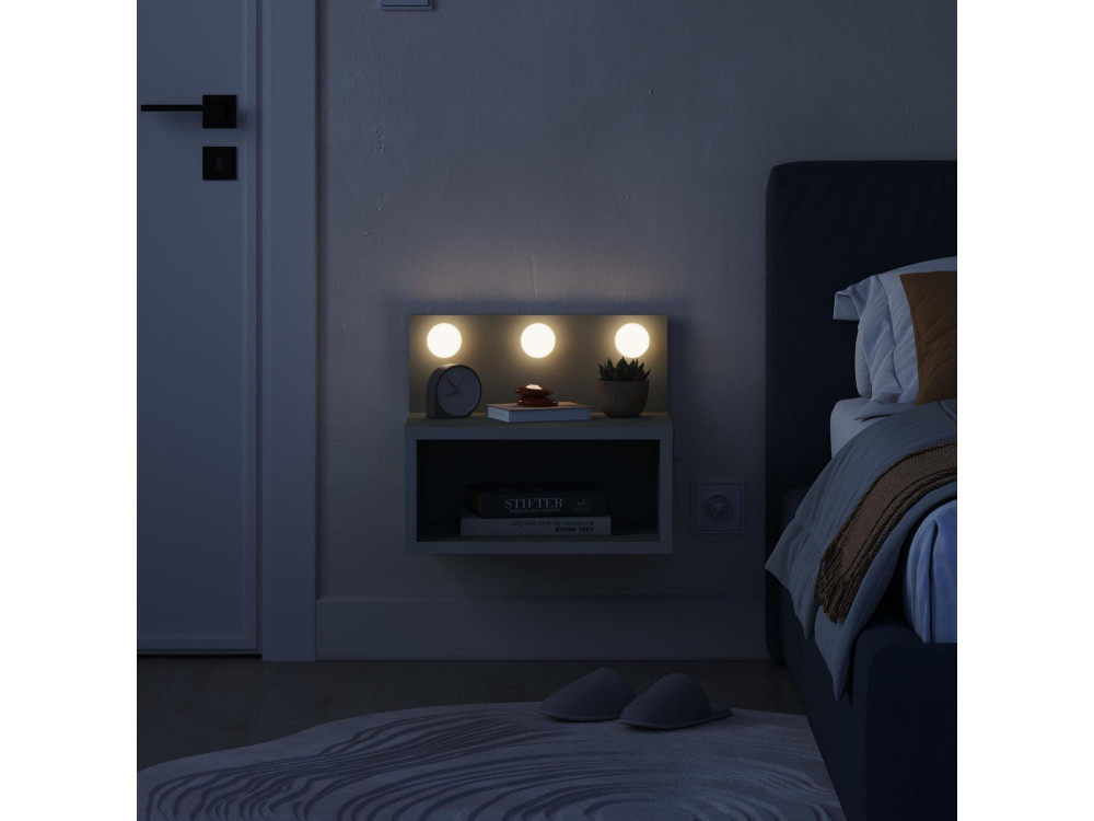 Treo" nachtkastje met houten bol - 40 x 30 x 34 cm - Grijs