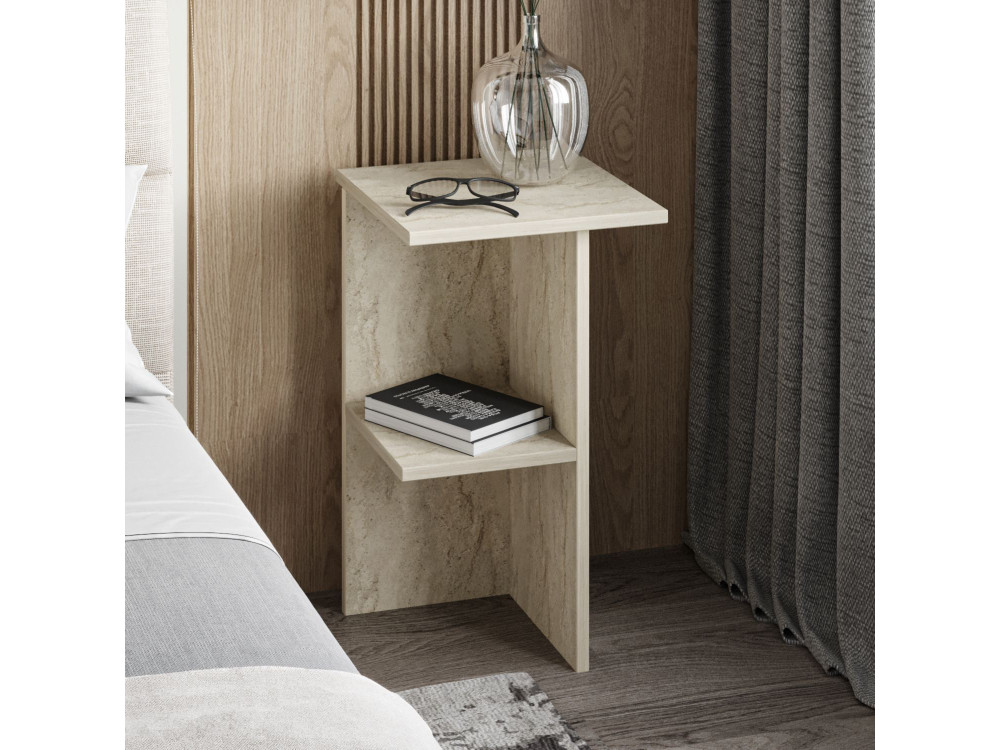 Houten nachtkastje "Leray" - 36 x 36 x 60 cm - Travertin