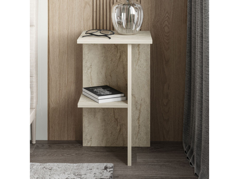 Houten nachtkastje "Leray" - 36 x 36 x 60 cm - Travertin