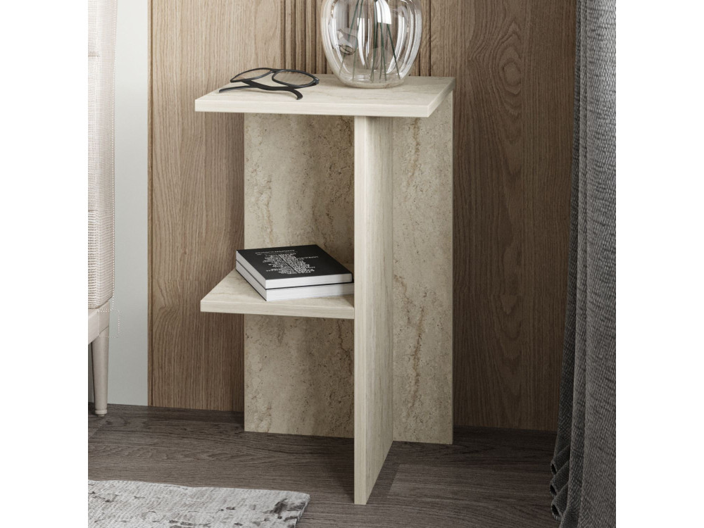 Houten nachtkastje "Leray" - 36 x 36 x 60 cm - Travertin