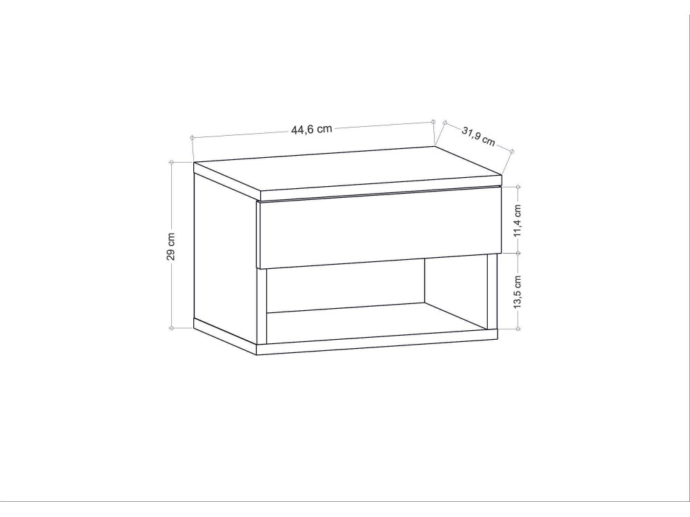 Houten nachtkastje "Jamot" - 45 x 29 x 32 cm - Wit
