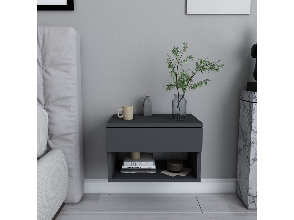 Houten nachtkastje "Jamot" - 45 x 29 x 32 cm - Antracietgrijs