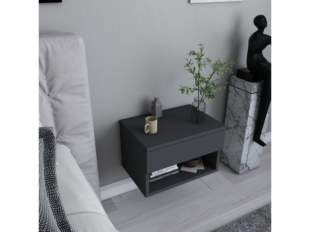 Houten nachtkastje "Jamot" - 45 x 29 x 32 cm - Antracietgrijs