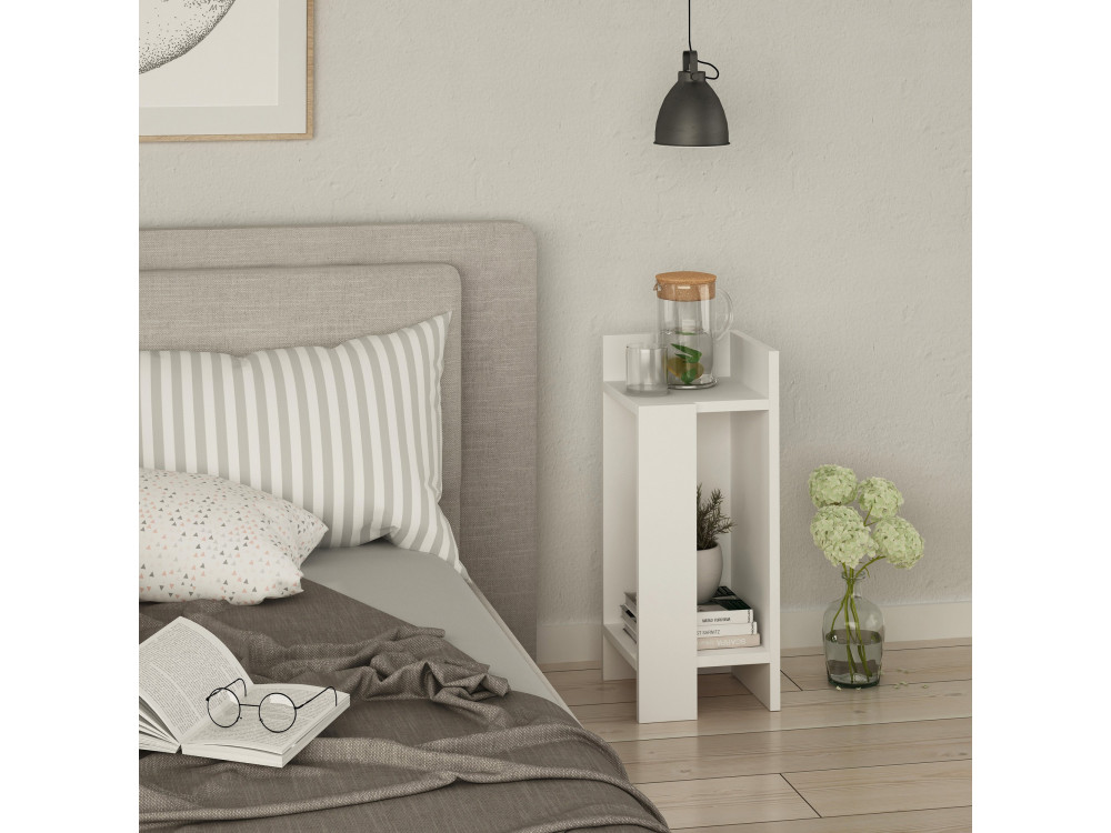 Elos Right" houten nachtkastje - 25 x 27 x 60 cm - Wit