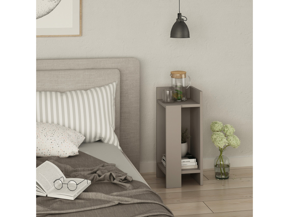 Elos Right" houten nachtkastje - 25 x 27 x 60 cm - Licht mokkabruin