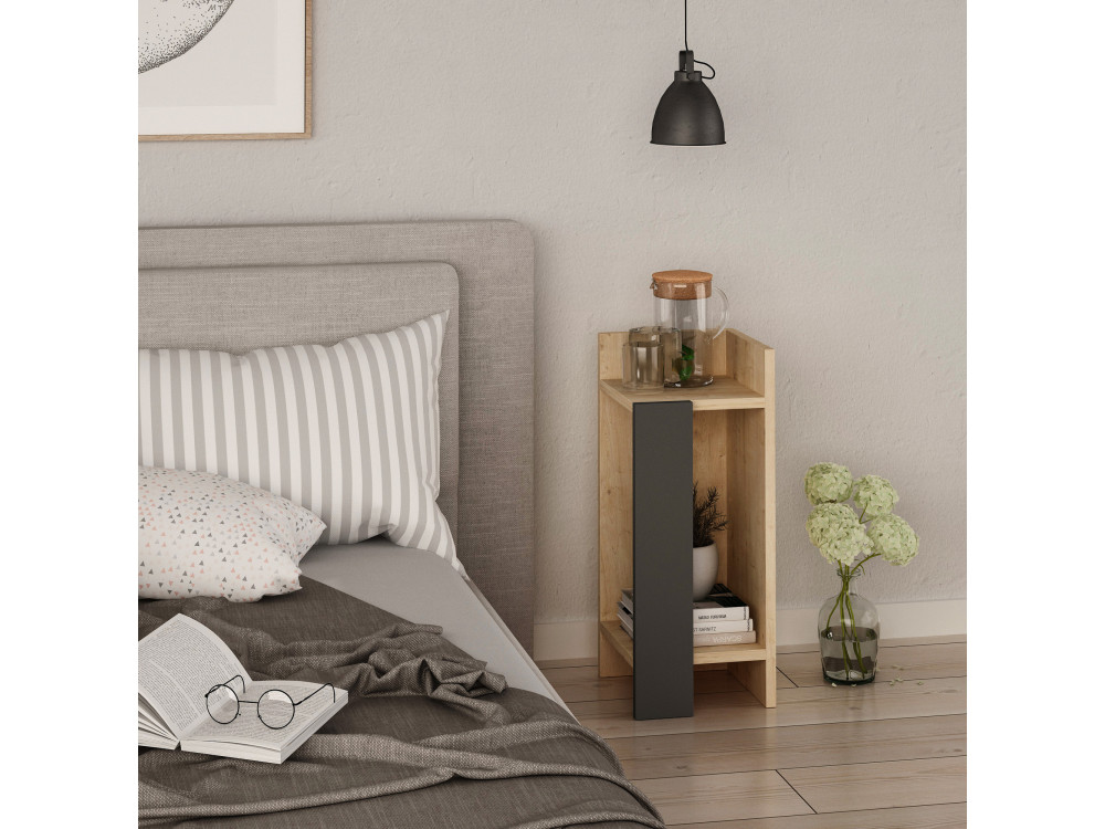 Elos Right" houten nachtkastje - 25 x 27 x 60 cm - Beige