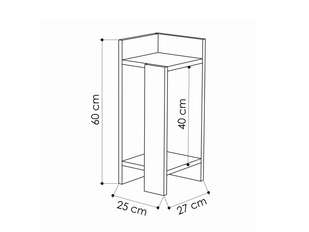 Elos Right" houten nachtkastje - 25 x 27 x 60 cm - Beige